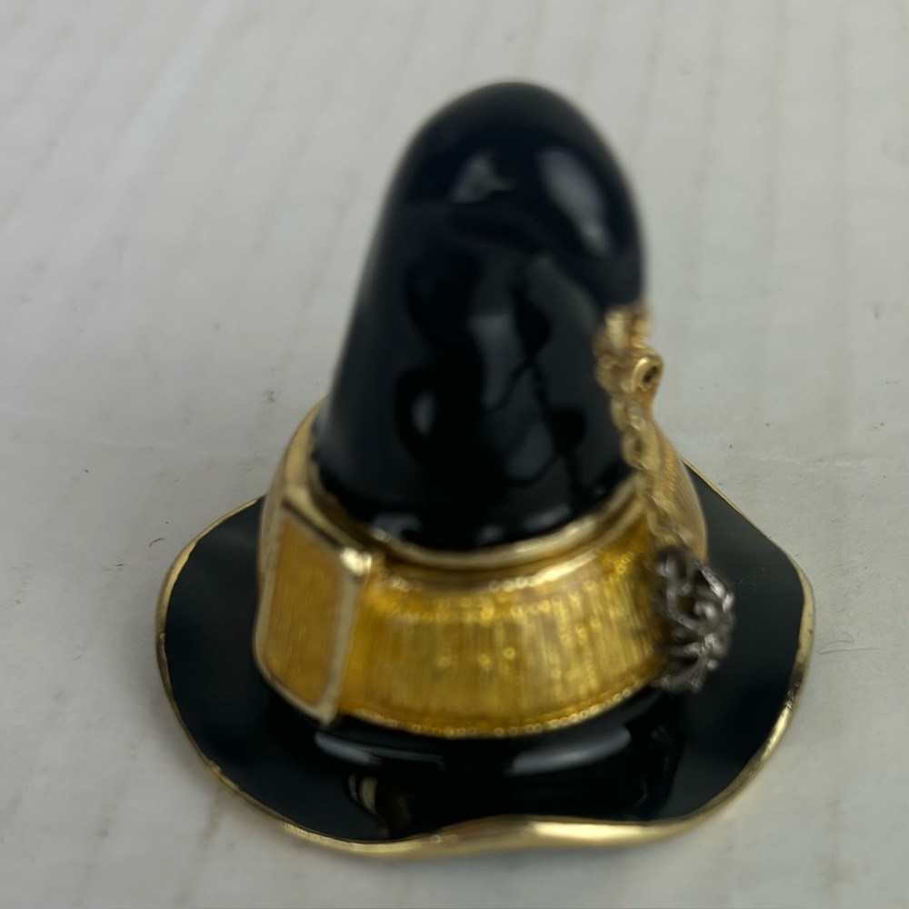 RARE-MONET enameled witch’s hat trinket box w/spider-Halloween Collectible - Picture 13 of 16